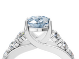 White gold Fancy Blue Oval  Cut Diamond Engagement Ring with Pavé Band and Four-Prong Setting_7
