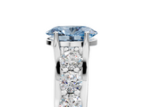White gold Fancy Blue Oval  Cut Diamond Engagement Ring with Pavé Band and Four-Prong Setting_8