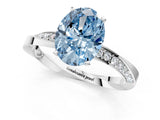 White gold Fancy Blue Oval Cut Diamond Engagement Ring with Side Stone Accents and Four-Prong Setting_109