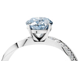 White gold Fancy Blue Oval Cut Diamond Engagement Ring with Side Stone Accents and Four-Prong Setting_112