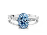 White gold Fancy Blue Oval Cut Diamond Engagement Ring with Side Stone Accents and Four-Prong Setting_12
