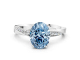 White gold Fancy Blue Oval Cut Diamond Engagement Ring with Side Stone Accents and Four-Prong Setting_42