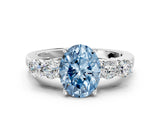 White gold Fancy Blue Oval  Cut Diamond Five-Stone Prong Set White Gold Ring_30