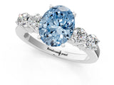 White gold Fancy Blue Oval  Cut Diamond Five-Stone Prong Set White Gold Ring_31