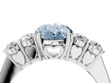 White gold Fancy Blue Oval  Cut Diamond Five-Stone Prong Set White Gold Ring_34