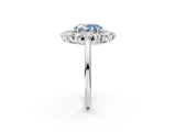 White gold Fancy Blue Oval Cut Diamond Floral Double Halo Engagement Ring with Prong Setting_50
