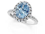 White gold Fancy Blue Oval  Cut Diamond Floral Halo Engagement Ring with Pavé Band and Prong Setting_50