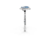 White gold Fancy Blue Oval  Cut Diamond Floral Halo Engagement Ring with Pavé Band and Prong Setting_51