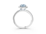 White gold Fancy Blue Oval  Cut Diamond Floral Halo Engagement Ring with Pavé Band and Prong Setting_52
