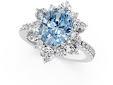 White gold Fancy Blue Oval  Cut Diamond Floral Halo Pave Band with Prong Setting_38