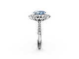 White gold Fancy Blue Oval  Cut Diamond Floral Halo Pave Band with Prong Setting_39