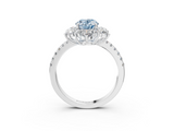 White gold Fancy Blue Oval  Cut Diamond Floral Halo Pave Band with Prong Setting_40