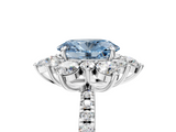 White gold Fancy Blue Oval  Cut Diamond Floral Halo Pave Band with Prong Setting_42