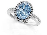 White gold Fancy Blue Oval Cut Diamond Halo Engagement Ring with Pavé Band and Prong Setting_40