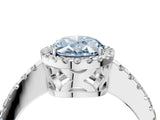 White gold Fancy Blue Oval Cut Diamond Halo Engagement Ring with Pavé Band and Prong Setting_43