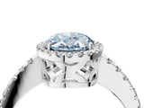 White gold Fancy Blue Oval Cut Diamond Halo Engagement Ring with Pavé Band and Prong Setting_49