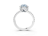 White gold Fancy Blue Oval Cut Diamond Halo Pave Band with Four-Prong Setting_6