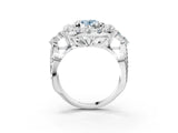 White gold Fancy Blue Oval Cut Diamond Halo Ring with Pavé Band and Four-Prong Setting_56