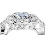 White gold Fancy Blue Oval Cut Diamond Halo Ring with Pavé Band and Four-Prong Setting_57