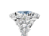 White gold Fancy Blue Oval Cut Diamond Halo Ring with Pavé Band and Four-Prong Setting_58