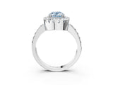 White gold Fancy Blue Oval Cut Diamond Halo Ring with Pavé Band and Prong Setting_15
