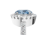 White gold Fancy Blue Oval Cut Diamond Halo Ring with Pavé Band and Prong Setting_17