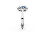 White gold Fancy Blue Oval  Cut Diamond Halo Ring with Round Brilliant Halo and Solitaire Band_104