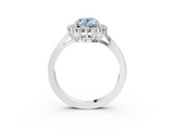 White gold Fancy Blue Oval  Cut Diamond Halo Ring with Round Brilliant Halo and Solitaire Band_105
