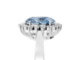 White gold Fancy Blue Oval  Cut Diamond Halo Ring with Round Brilliant Halo and Solitaire Band_107