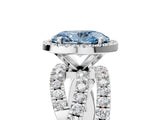 White gold Fancy Blue Oval Cut Diamond Halo Ring with Round Split Shank and Prong Setting_65