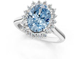 White gold Fancy Blue Oval  Cut Diamond Halo Ring with Solitaire Band and Prong Setting_54