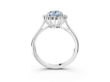 White gold Fancy Blue Oval  Cut Diamond Halo Ring with Solitaire Band and Prong Setting_56