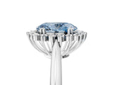White gold Fancy Blue Oval  Cut Diamond Halo Ring with Solitaire Band and Prong Setting_58