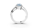 White gold Fancy Blue Oval Cut Diamond Halo Ring with Split Shank Pavé Band and Four-Prong Setting_15