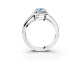 White gold Fancy Blue Oval Cut Diamond Halo Ring with Split Shank Pavé Band and Four-Prong Setting_62