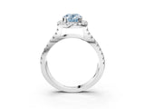 White gold Fancy Blue Oval Cut Diamond Halo Ring with Split Shank Pavé Band and Prong Setting_81