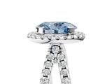 White gold Fancy Blue Oval Cut Diamond Halo Ring with Split Shank Pavé Band and Prong Setting_84