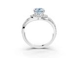 White gold Fancy Blue Oval Cut Diamond Halo Ring with Split Shank and Bezel Accents and Four-Prong Setting_3