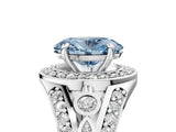 White gold Fancy Blue Oval Cut Diamond Halo Ring with Split Shank and Bezel Accents and Four-Prong Setting_5