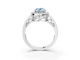 White gold Fancy Blue Oval Cut Diamond Halo Ring with Split Shank and Bezel Accents and Prong Setting_3