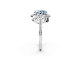 White gold Fancy Blue Oval Cut Diamond Halo Ring with Split Shank and Four-Prong Setting_95