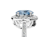 White gold Fancy Blue Oval Cut Diamond Halo Ring with Split Shank and Four-Prong Setting_98