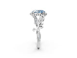 White gold Fancy Blue Oval Cut Diamond Halo Ring with Vintage Split Shank and Four-Prong Setting_93