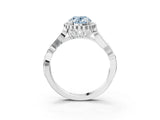 White gold Fancy Blue Oval Cut Diamond Halo Ring with Vintage Split Shank and Four-Prong Setting_94