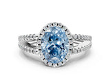 White gold Fancy Blue Oval Cut Diamond Halo Split Shank Engagement Ring_51