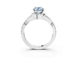 White gold Fancy Blue Oval Cut Diamond  Halo Twist Band Solitaire Prong Setting Ring_15