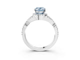White gold Fancy Blue Oval Cut Diamond  Halo Twist Band Solitaire Prong Setting Ring_27