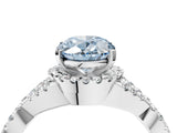 White gold Fancy Blue Oval Cut Diamond  Halo Twist Band Solitaire Prong Setting Ring_28