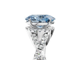 White gold Fancy Blue Oval Cut Diamond  Halo Twist Band Solitaire Prong Setting Ring_29