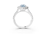 White gold Fancy Blue Oval  Cut Diamond Milgrain Floral Halo Engagement Ring with Pavé Band_18